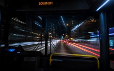 Experience a bus travel night video from the window.